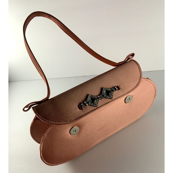 Nina Salmon Royal Satin Jeweled Satchel Top Handle Bag Handbag - Picture 5 of 5